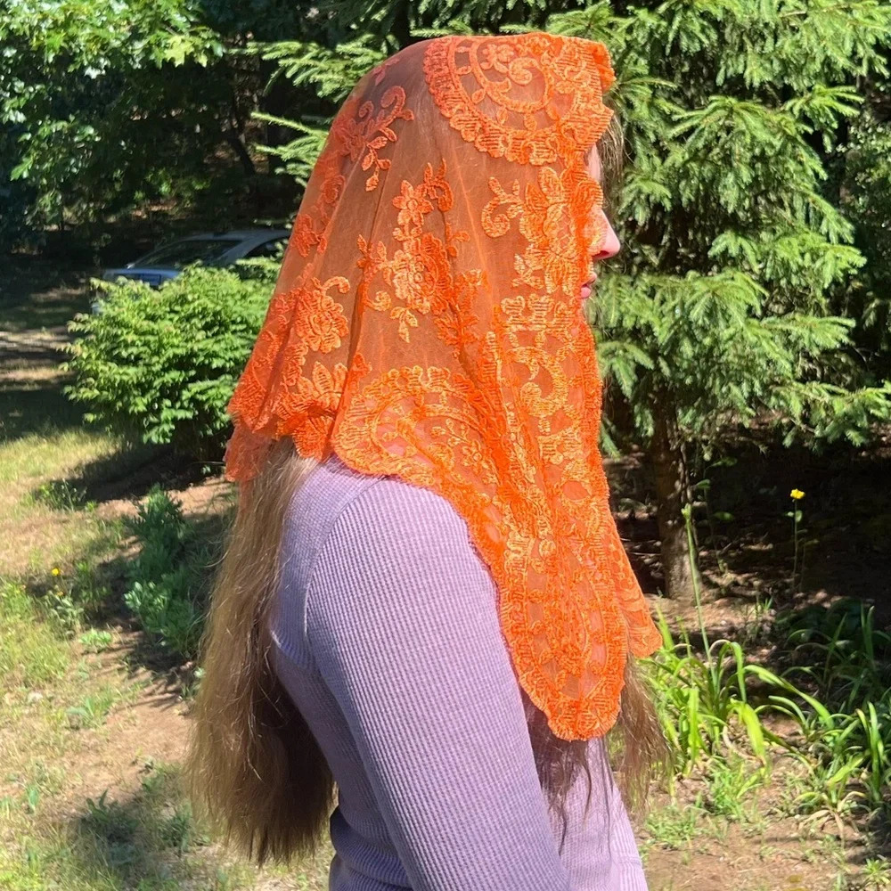 Triangle Chapel Veil in Tangerine St. Stephen’s Gifts